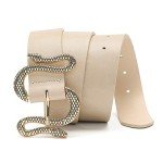 Beige Women's Leather Snake Buckle Designer Belt