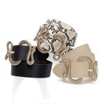 Beige Women's Leather Snake Buckle Designer Belt