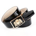 Designer Black Patent Leather Women's Belt, 4 cm