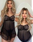 Avidlove Black Lace Babydoll Chemise for Women