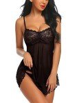 Avidlove Black Lace Babydoll Chemise for Women