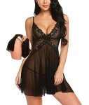Avidlove Women's Lace Babydoll Nightdress in Black
