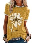 YourTops Women Vintage Daisy T-Shirt Floral Shirt (1-Yellow,XX-Large)