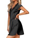 Ekouaer Women's Satin Lace V-Neck Nightgown