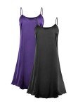 Satin Slip Dress Set for Women - Black & Plum