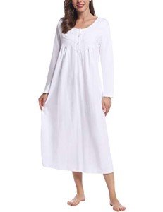 Soft Cotton Long Sleeve Nightgown for Women