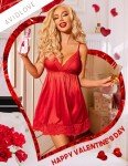 Avidlove Women’s Sexy Satin Lace Nightgown Set