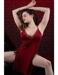 Avidlove Dark Red V Neck Babydoll Nightie