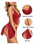 Avidlove Dark Red V Neck Babydoll Nightie
