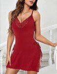 Avidlove Dark Red V Neck Babydoll Nightie