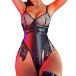Women's Sexy Mesh Bodysuit Sleepwear Set