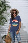 DUTUT Adventure T-Shirt Women Mountain Hiking Workout Shirt Sunrise Graphic Tees Casual Short Sleeve Camping Travel Tops Blue