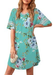 Comfy V-Neck Floral Sleep Shirt for Women