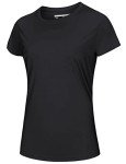MAGCOMSEN Womens Short Sleeve T Shirts Dry Fit Summer Shirts Ultra Lightweight UV Protection Hiking Shirts Athletic Active T-Shirt Black