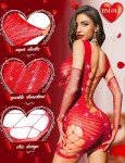 RSLOVE Women’s Fishnet Lingerie Bodystocking - Red