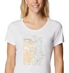 Columbia Womens Daisy Days Short Sleeve Graphic Tee T Shirt, White/Find Your Wild Graphic, X-Small US