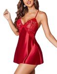 Avidlove Women’s Satin Lace Babydoll Nightgown Set