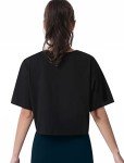 Cosy Pyro 4-Pack Women's Cotton Crop T-Shirts Short Sleeve Solid Cropped Athletic Top Round Neck Casual Workout Yoga Tees Black/Gray/White/Army L