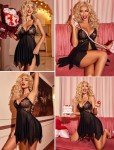 Avidlove Lace V Neck Babydoll Nightwear for Women
