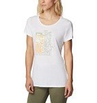 Columbia Womens Daisy Days Short Sleeve Graphic Tee T Shirt, White/Find Your Wild Graphic, X-Small US
