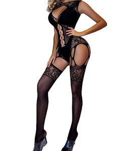 Sexy Black Fishnet Bodysuit for Women