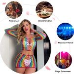 Rainbow Fishnet Lingerie Bodysuit for Women