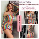 Rainbow Fishnet Lingerie Bodysuit for Women