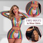 Rainbow Fishnet Lingerie Bodysuit for Women
