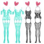 Sexy Fishnet Lingerie Bodysuit and Stockings Set