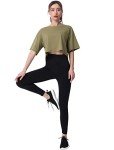 Cosy Pyro 4-Pack Women's Cotton Crop T-Shirts Short Sleeve Solid Cropped Athletic Top Round Neck Casual Workout Yoga Tees Black/Gray/White/Army L