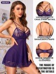Purple Lace Babydoll Lingerie Chemise for Women