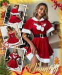 RSLOVE Women's Christmas Santa Babydoll Dress