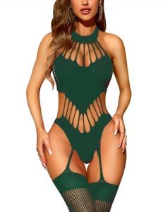 Sexy Dark Green Fishnet Bodystocking for Women
