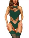 Sexy Dark Green Fishnet Bodystocking for Women