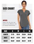 Star Vibe Women's V-Neck T-Shirts Short Sleeve Casual Tops Ruffle Sleeve Tee Shirt Slim Fit Blouses 3 Pack Black/Grey/White L