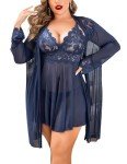 Avidlove Plus Size Lace Babydoll Lingerie Set