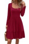 Red A-Line Long Sleeve Fall Party Dress