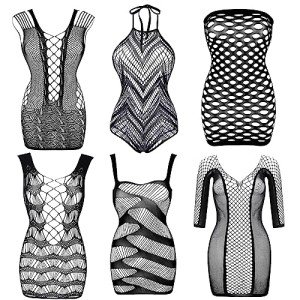 Sexy Fishnet Lace Bodysuit and Babydoll Set