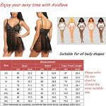 Avidlove Lace & Mesh V Neck Babydoll Nightdress