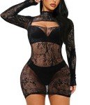 Buitifo Women's Sexy Black Fishnet Babydoll Dress