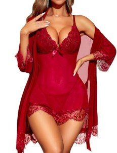 Wine Red 3-Piece Lace Lingerie Set for Women