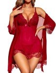Wine Red 3-Piece Lace Lingerie Set for Women