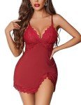 Avidlove Lace Nightgown Chemise in Wine Red
