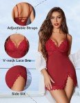 Avidlove Lace Nightgown Chemise in Wine Red