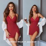 Avidlove Lace Nightgown Chemise in Wine Red