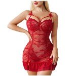 Red Strappy Babydoll Nightdress Lingerie for Women