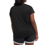 Champion Women's Tshirt, Classic Sport, Moisture-Wicking Tshirt Athletic Top for Women Plus, Black Reflective C Logo, 2X