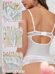Lace Babydoll Lingerie Set with Stockings - White