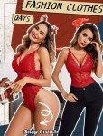 Avidlove Sexy Strappy Lace Bodysuit in Wine Red
