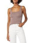 Amazon Essentials Women's 2-Pack Slim Fit Square Neck Tank, Light Beige/Dark Taupe, X-Large